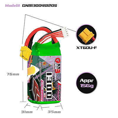 GNB 1300mAh 4S1P 14.8V 120C Lipo Battery GNB 1300mAh 4S1P 14.8V 120C Lipo Battery