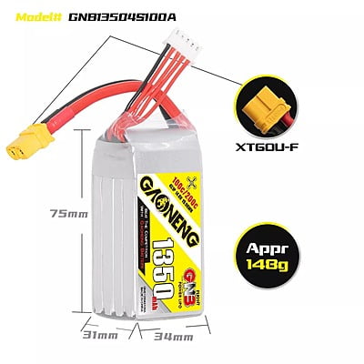 GNB 1350mAh 4S1P 14.8V 100C Lipo Battery GNB 1350mAh 4S1P 14.8V 100C Lipo Battery