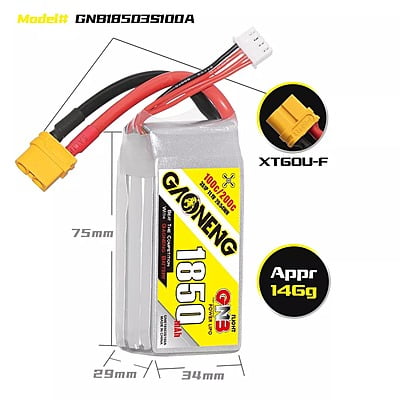 GNB 1850mAh 3S1P 11.1V 100C Lipo Battery GNB 1850mAh 3S1P 11.1V 100C Lipo Battery