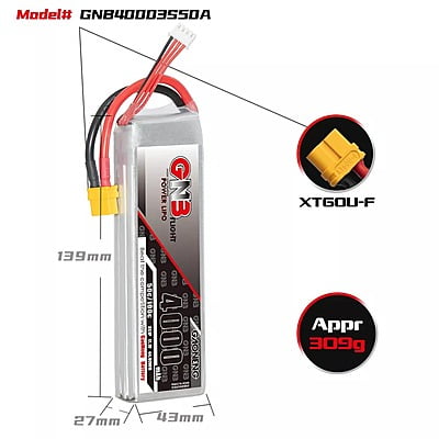GNB 4000mAh 3S1P 11.1V 50C Lipo Battery GNB 4000mAh 3S1P 11.1V 50C Lipo Battery