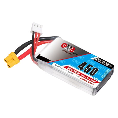 GNB 450mAh 2S1P 7.4V 80C Square Type Lipo Battery GNB 450mAh 2S1P 7.4V 80C Square Type Lipo Battery