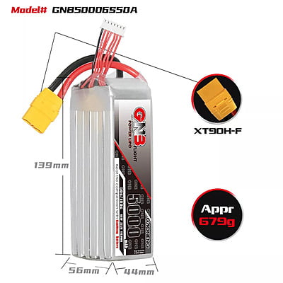GNB 5000mAh 6S1P 22.2V 50C Lipo Battery GNB 5000mAh 6S1P 22.2V 50C Lipo Battery