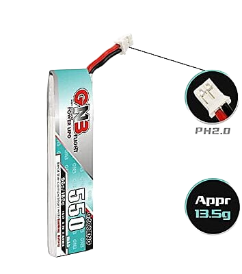 GNB 550mAh 1S1P 3.7V PH2.0 90C Lipo Battery GNB 550mAh 1S1P 3.7V PH2.0 90C Lipo Battery