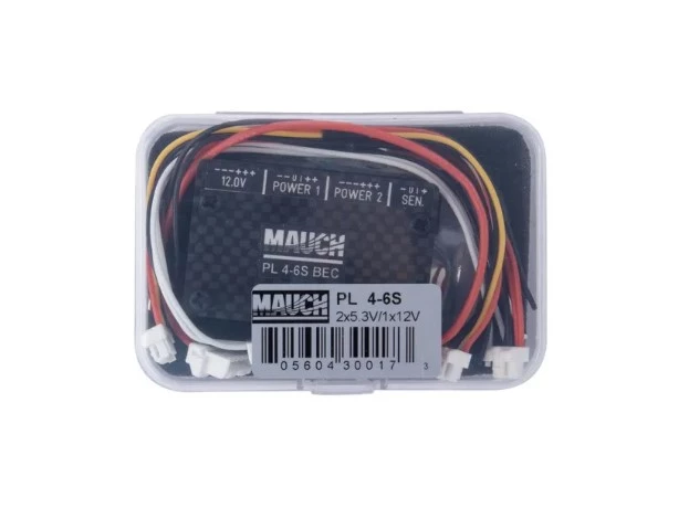 Mauch 017: PL 4-6S BEC / 2x 5.3V-3A + 1x 12V-3A / With CFK Enclosue Mauch 017: PL 4-6S BEC / 2x 5.3V-3A + 1x 12V-3A / With CFK Enclosue