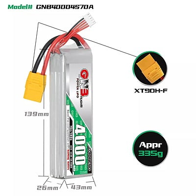 GNB 4000mAh 4S1P 14.8V 70C Lipo Battery GNB 4000mAh 4S1P 14.8V 70C Lipo Battery
